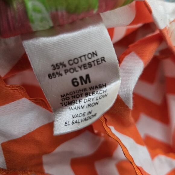 LOLLY WOLLY‎ DOODLE Smocked Ruffle Chevron Orange Seahorse Overalls 6mos Summer - Picture 5 of 5